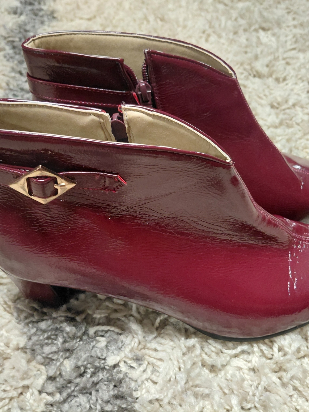 Women's Burgundy Patent Ankle Boots